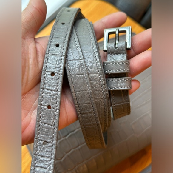 YVES SAINT LAURENT Two way handbag ,Gray croc leather 🌟AUTHENTIC 🌟 - Picture 11 of 12